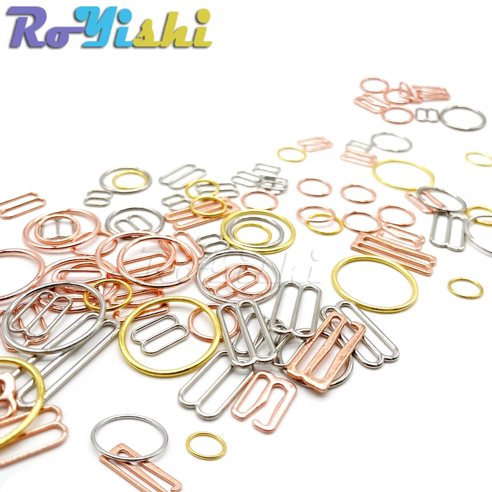 100 Pcs/Lot 6mm~25mm Metal Bra Strap Adjust Buckles Underwear Sliders Rings Clips For Lingerie Adjustment DIY Accessories