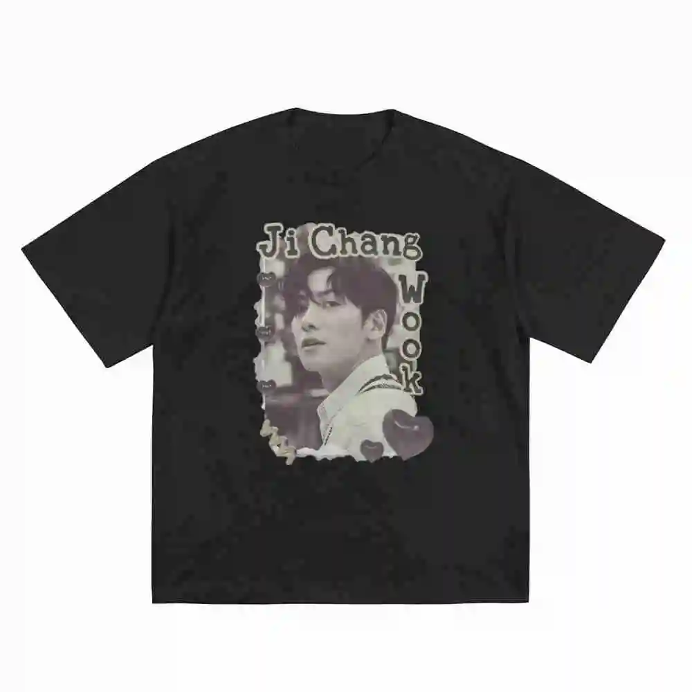 Ji Chang Wook Portrait Short Sleeve Tee 100% Cotton T-Shirt