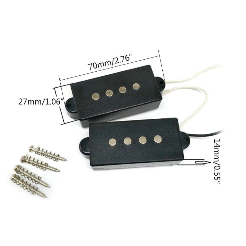 Prewired Wiring Harness with P Bass Humbucker Pickup Set 1 Tone 1 Volume 1 Jack for PB Style Electric Bass Replacements