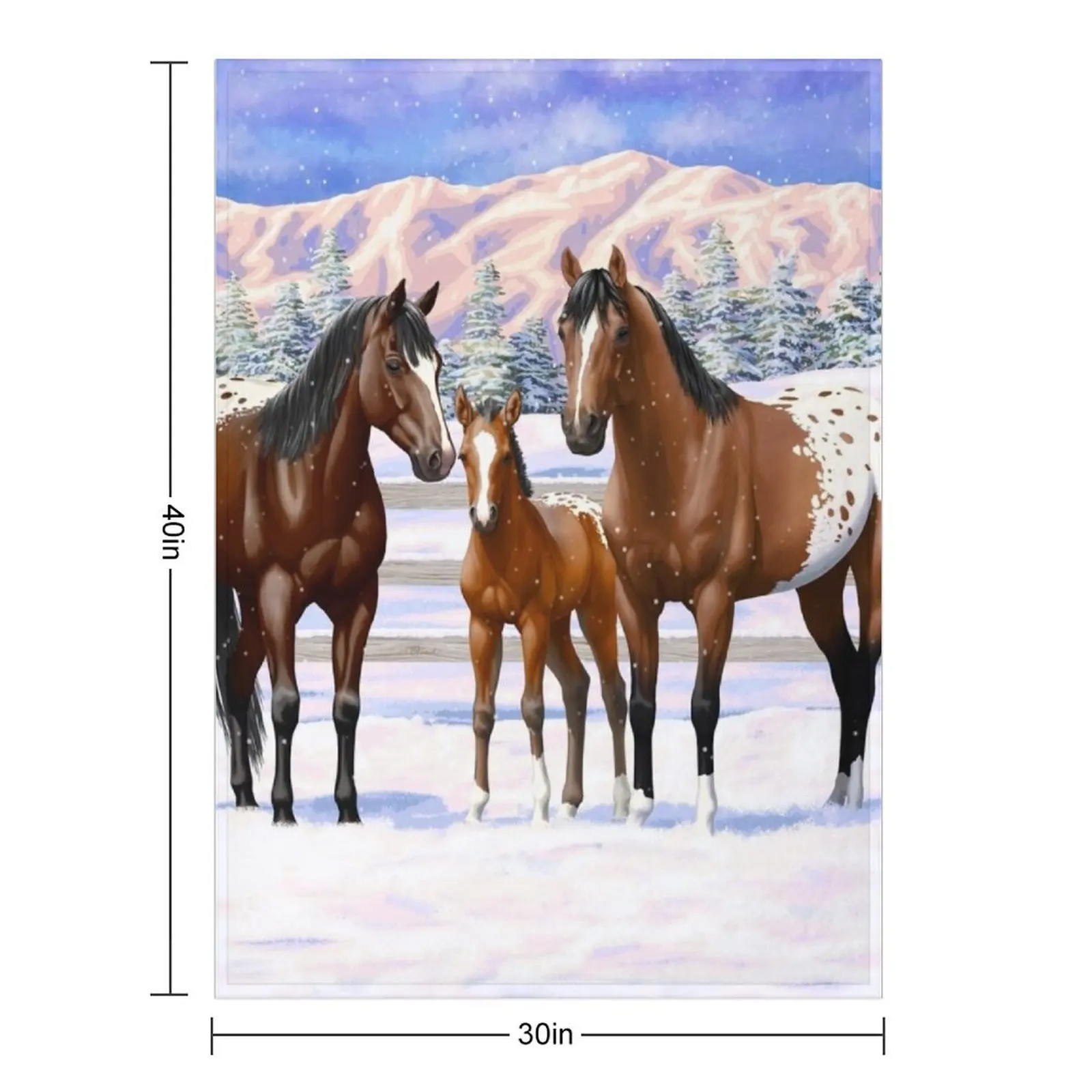 Bay Appaloosa Quarter Horses In Winter Snow Throw Blanket manga Hair Thermal sofa bed Bed Fashionable Bed covers Blankets