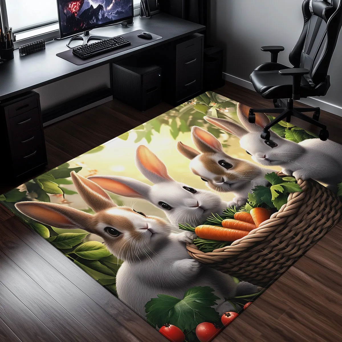 الأرنب الجزرة سلة كريستال المخملية البساط عيد الفصح الربيع موضوع لطيف الحيوان غرفة الاطفال ديكور لينة عدم الانزلاق الكلمة حصيرة #1