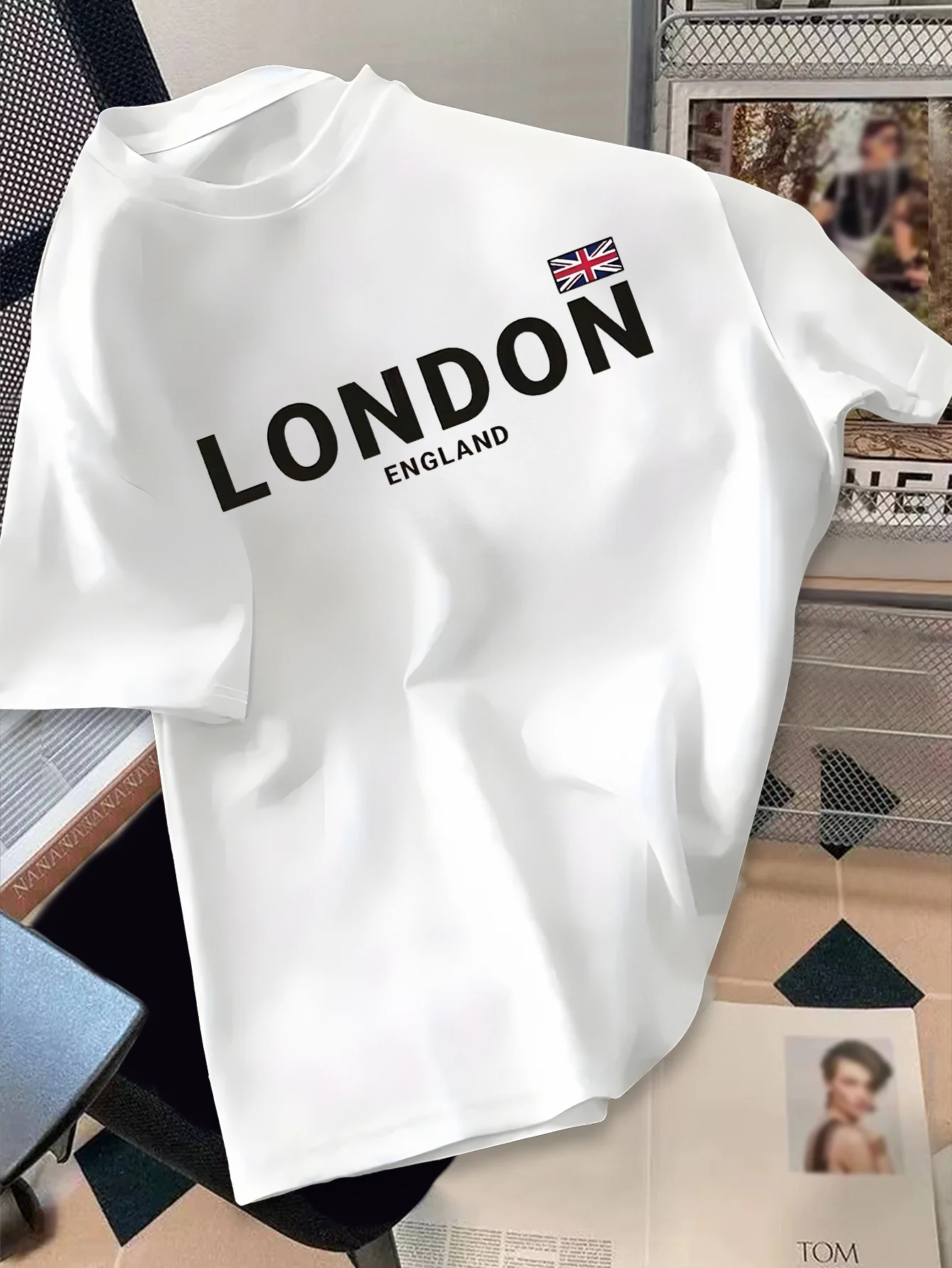 Neues amerikanisches Herren-T-Shirt für den Sommer, geeignet für den täglichen Gebrauch, mit einem London-Logo-Muster, aus 100 % reiner Baumwolle mit weicher Textur