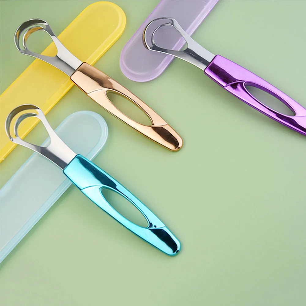 Stainless Steel Tongue Scraper Set - Adult Oral Hygiene Tool, Tongue Scrapers, Cleaner, Manual Tongue Coating Removal