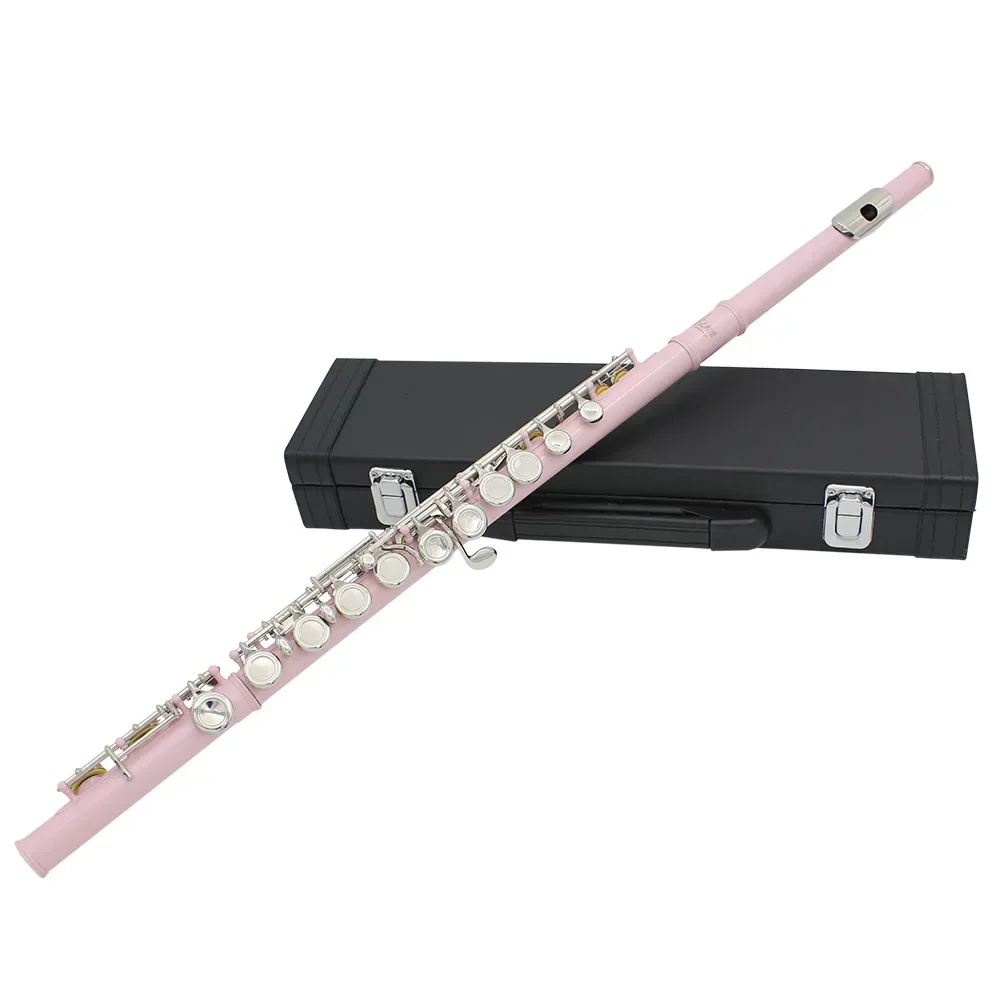 SLADE 16 Holes C Tone Flute With E Key Pink Professional Woodwind Instrument Closed Key Cupronickel Tube Flute Beginner Kit