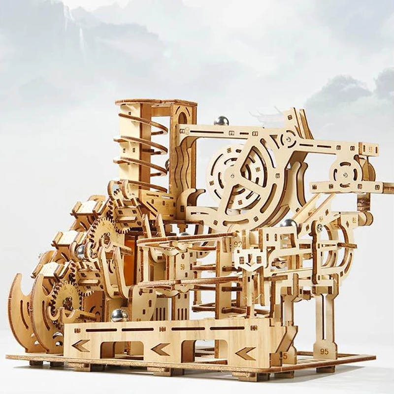 Elektrische katapult marmeren run kit met spiraalplankwegpuzzels, mechanisch montagemodel, ideaal cadeau voor kinderen