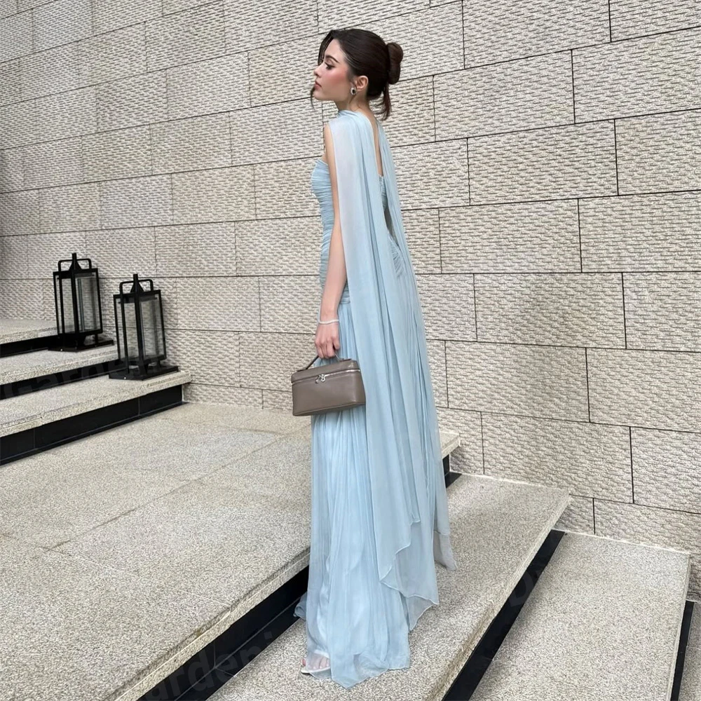 

Simple A Line Women's Evening Dresses Sleeveless Pleated شارون سعيد فساتين سهره Prom Gowns Customized Backless Party فساتين سهرة