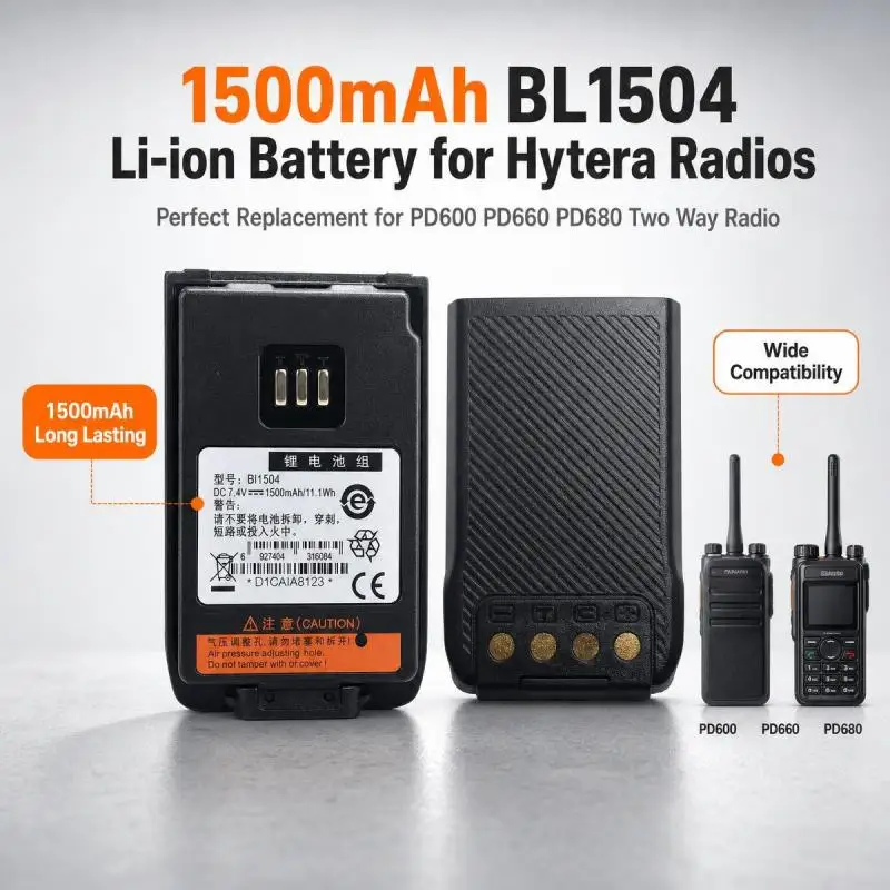 7.4V 1500mAh BL1504 Li-ion Battery Replacement Pack For Hytera PD600 PD660 PD680 PD602 PD682 PD688 Two Way Radio