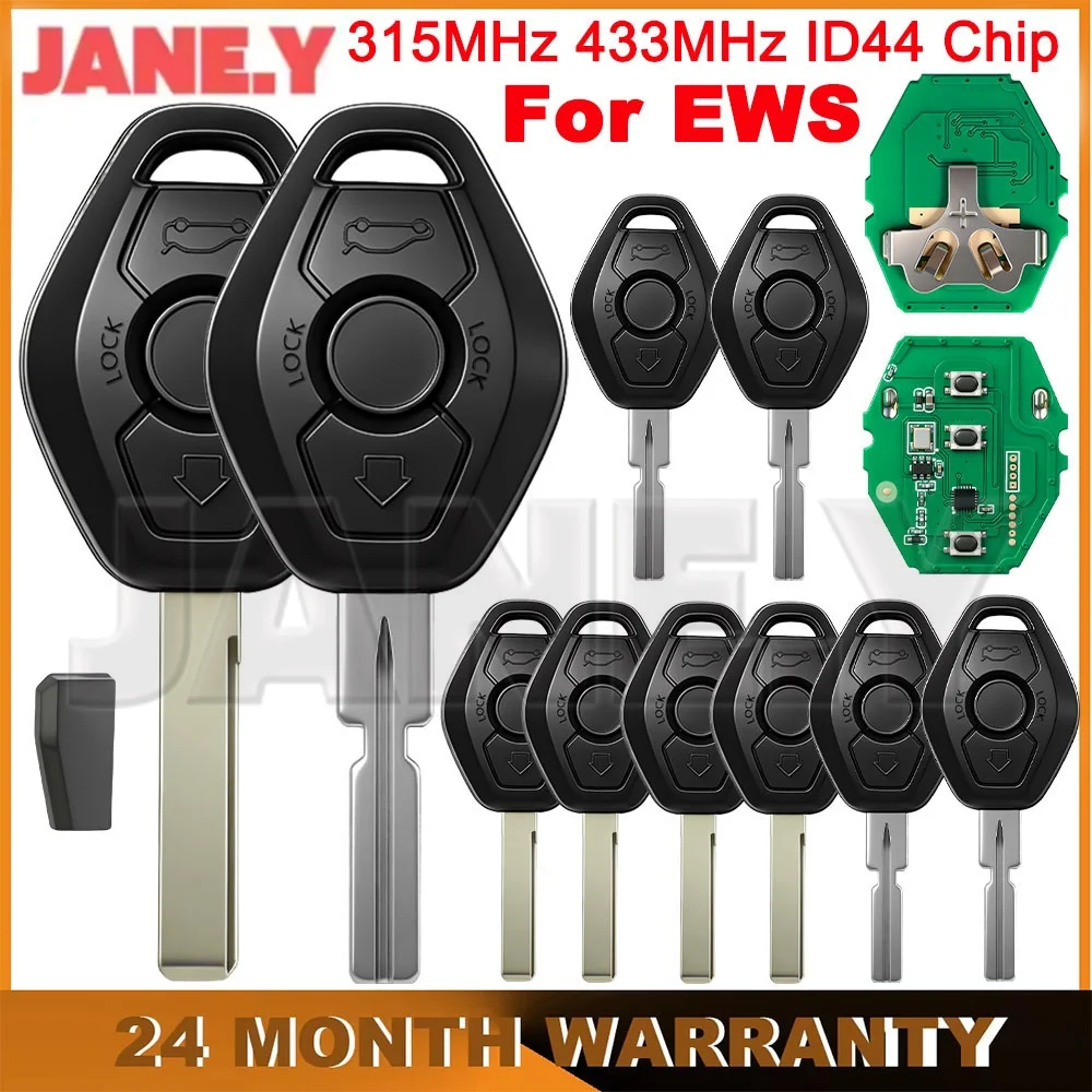 10 X ID44 Chip 315/433MHz Keyless Entry Transmitter For BMW E38 E39 E46 X3 X5 Z3 Z4 1/3/5/7 Series EWS Sytem Car Remote Key Fob