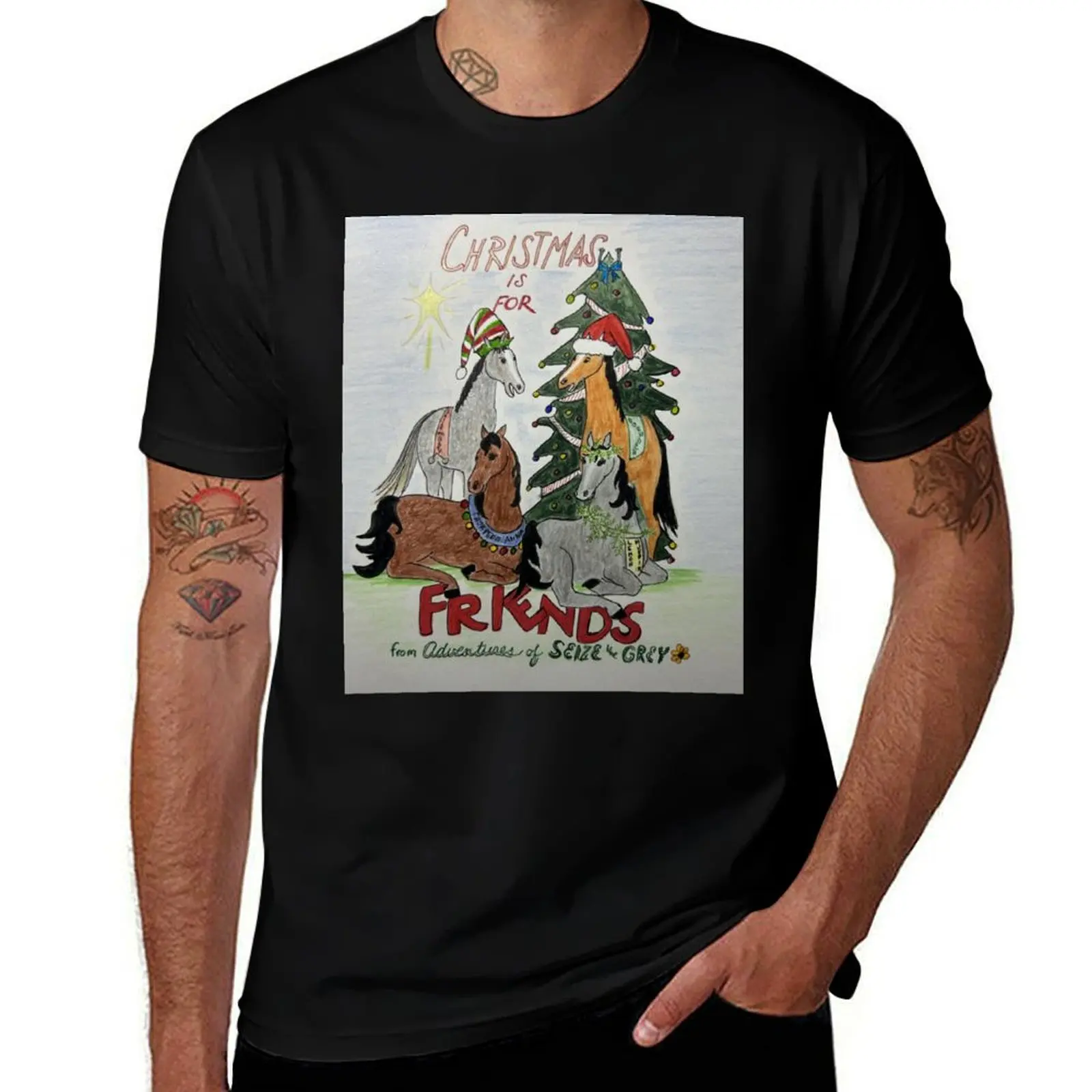 Seize the Grey and friends Christmas T-Shirt vintage Anime t-shirt mens graphic t-shirts hip hop