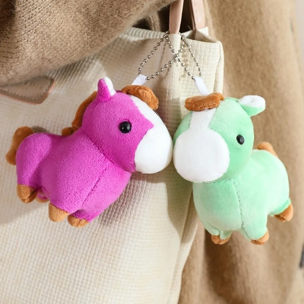 Kreativer Cartoon-Pony-Anhänger, Ross-Puppe, Tier-Plüsch-Pferd, Schlüsselanhänger, flauschig, 11 cm, chinesisches Neujahrsgeschenk, Jahr des Pferdes