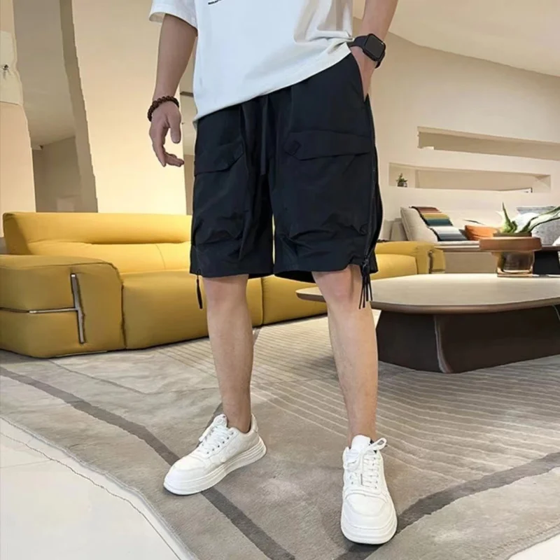 Trendy summer loose casual shorts fashion big pocket cargo shorts quick-drying sports youth cropped pants