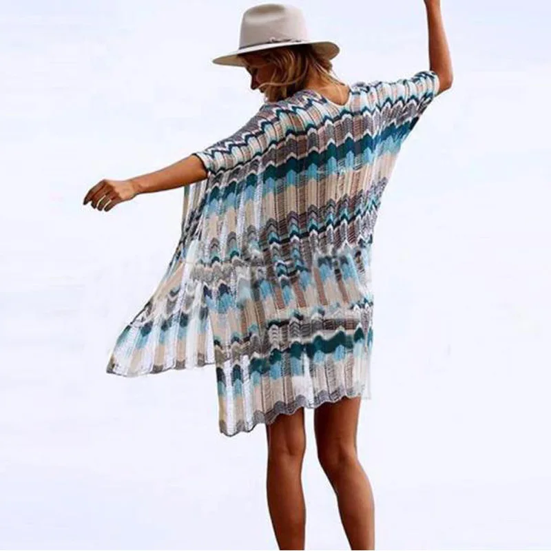 Free Shipping Bathing Suit Cover Ups Hollow Knit Beach Sweater Swimsuit Bikini Coverup Holiday Sunscreen Women Wear Swimwear