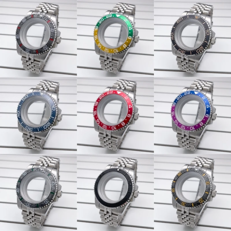 NH35 kast 40 mm Sub Gmt Jubile roestvrijstalen band saffierglas voor Seik Mod accessoires NH35 NH36 NH34 uurwerk horlogekast - afbeelding 2