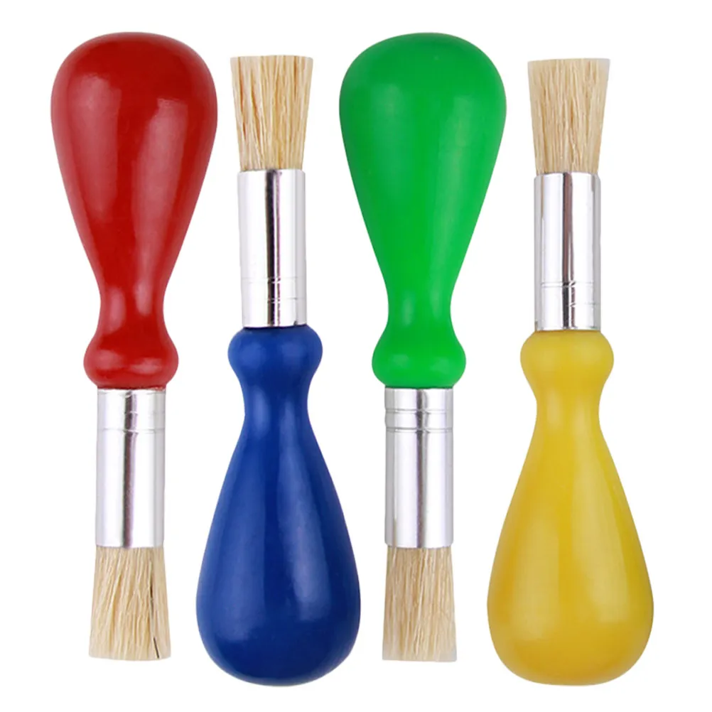 4Pcs Children's Watercolor Paint Brushes Easy Grip Bright Handles for Toddler Preschool Art Supplies Miniature Painting Washable