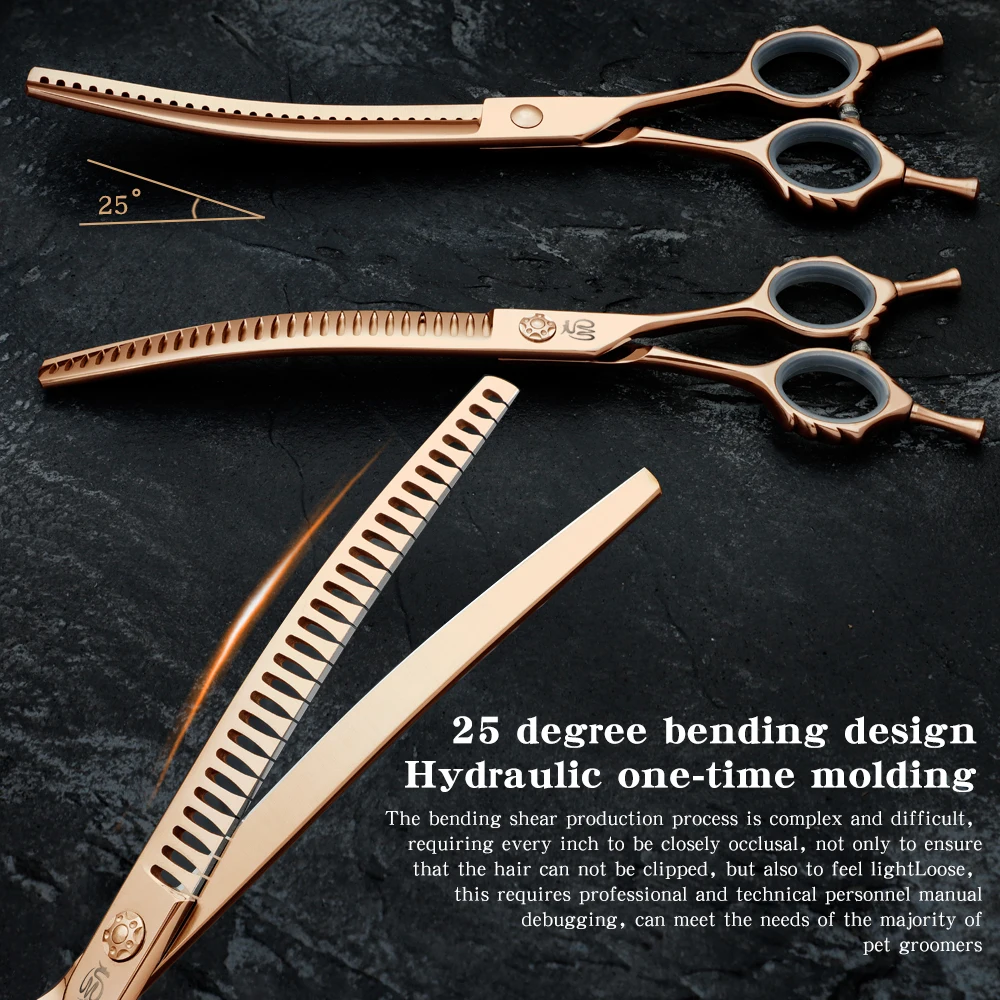 Professional 7.5 Inch Dog Grooming Shears Curved Thinning Fish bone Scissors High Quality JP 440C for Dog Face And Body Cutting