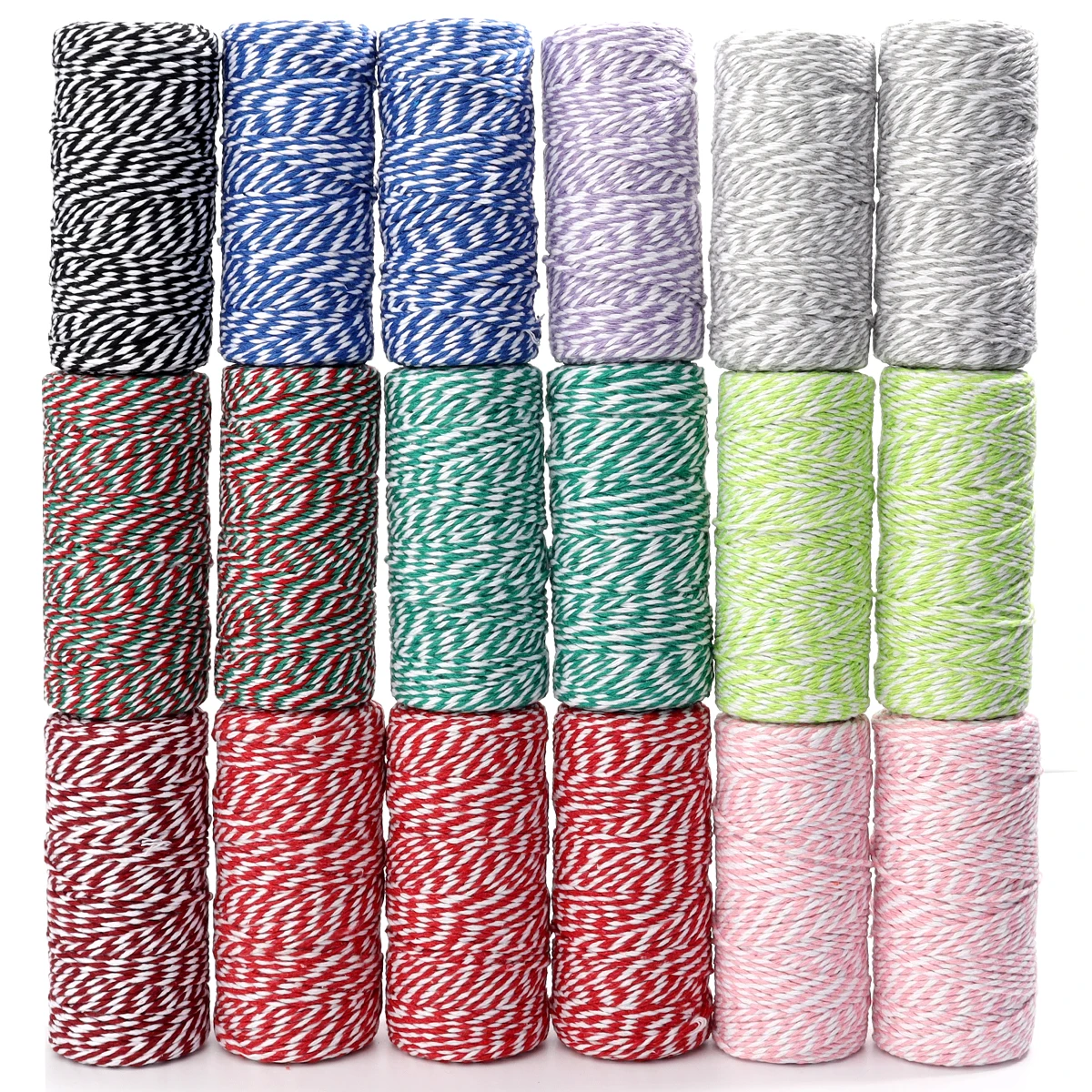 100M/Roll Color Cotton Ropes Twine Colorful Braided Cotton Cord String for DIY Textile Crafts Gift Wrapping Wedding Decoration