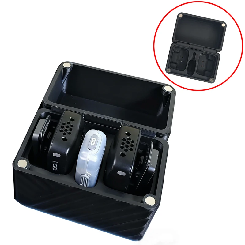 1 Stück für DJI MIC Mini Drahtloses Mikrofon Mobile Version Lade- und Aufbewahrungsbox Magnetisches Flip-Cover-Design Lade-Organizer-Box
