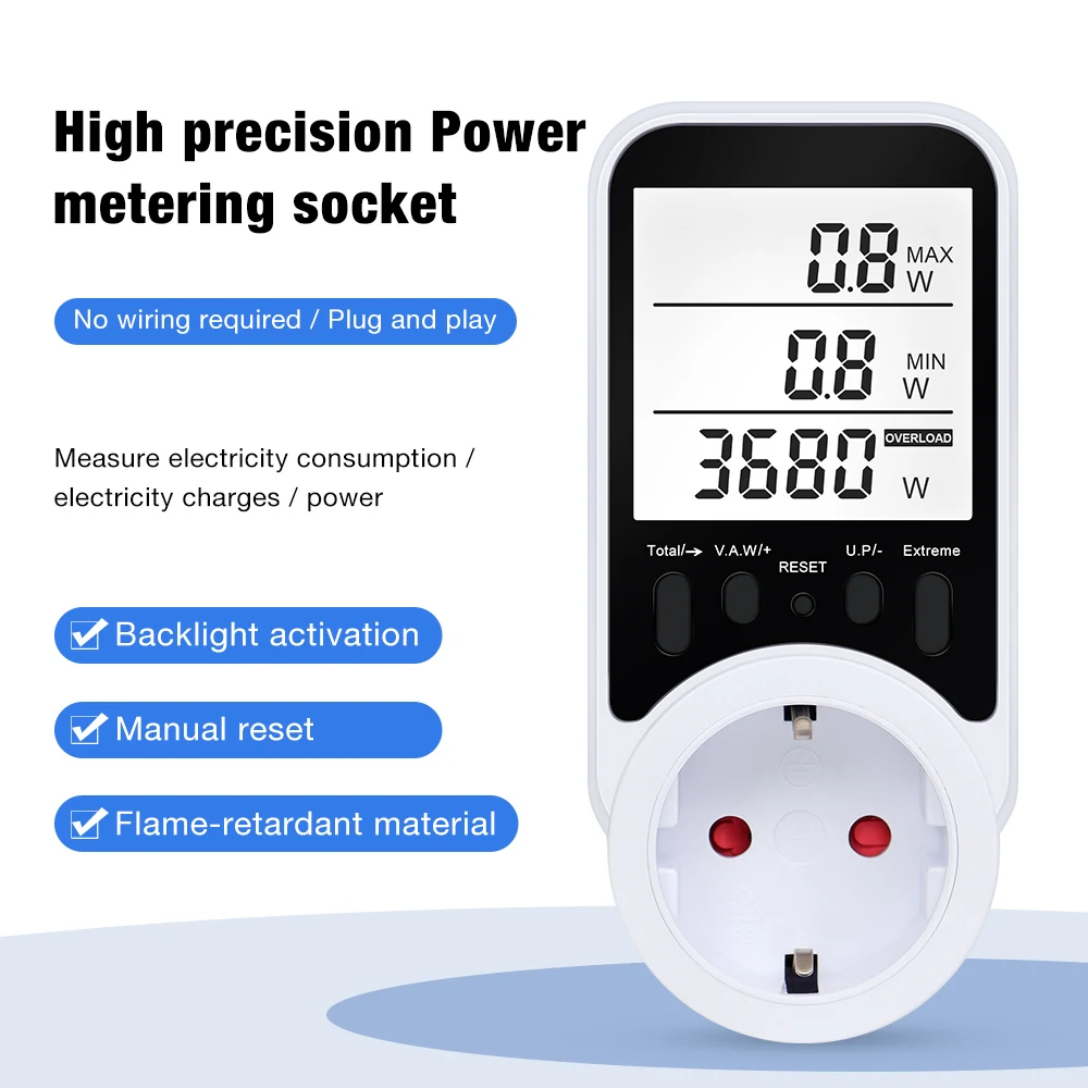 

Цифровой измеритель мощности переменного тока 120 В-240 В, ЖК-дисплей, ваттметр, розетка, счетчик электроэнергии, счетчик напряжения, тока, частоты, счетчик электроэнергии