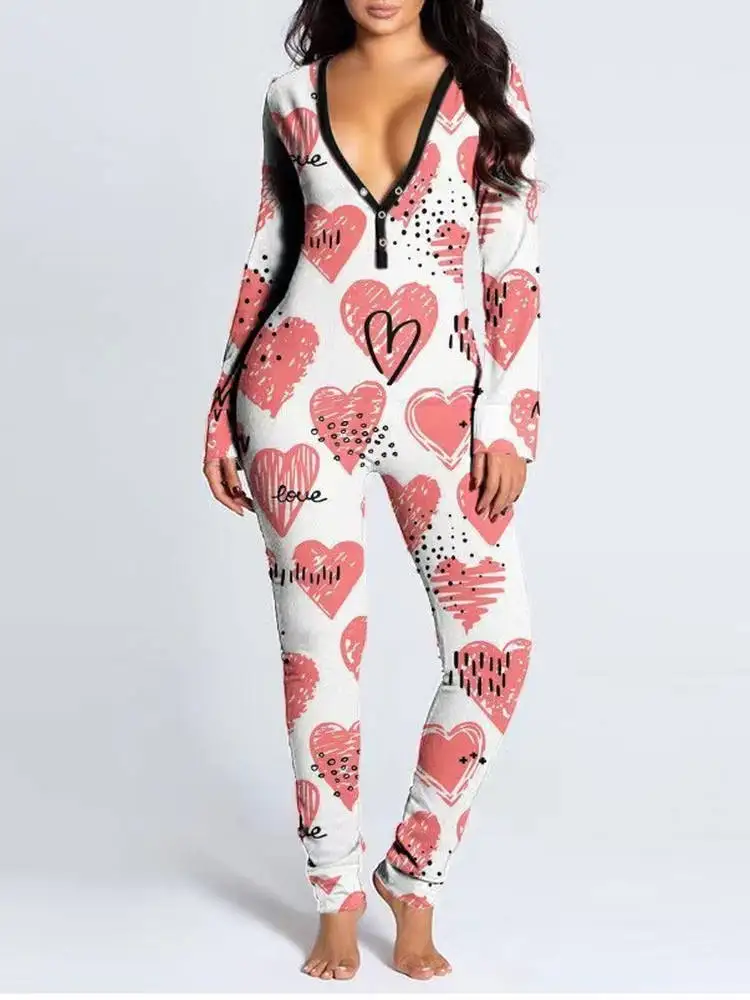 

Cisas Theme Long Sve V-Ne Облегающий комбинезон для взрослых Домашняя одежда Длинные брюки с высокой талией Street Sle Полиэфирное волокно