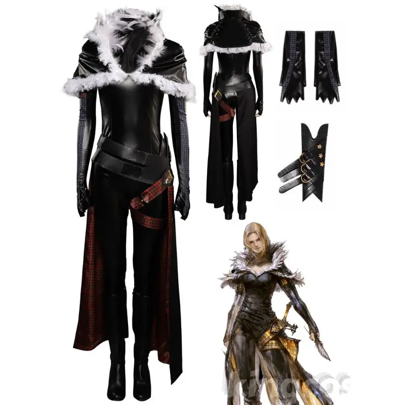 FF16 Benedikta Harman Cosplay Black Leather Uniform Final Fantasy XVI Costume Adult Women Roleplay Halloween Suit for Disguise