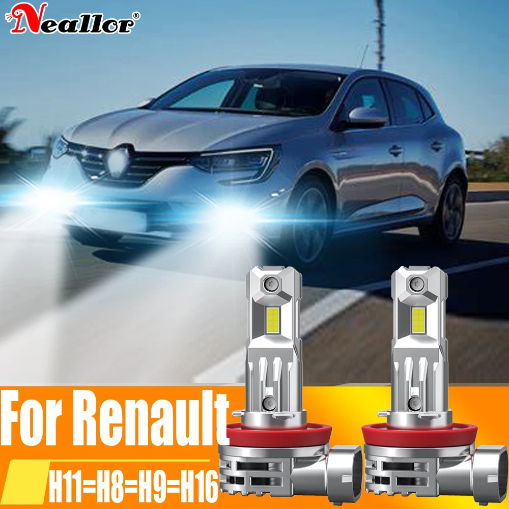 

2pcs H11 H8 Led Fog Lights Canbus H16 H9 Car Bulb Lamp 12v 55w For Renault Megane 3 2 4 Scenic Clio Duster Master Captur Fluence