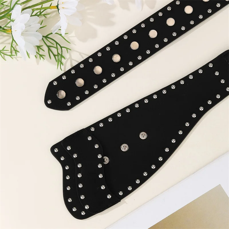 Punk Style Willow Nails Personalized Belt Decoration Versatile Snap Buckle Belt Trendy Trouser Belt