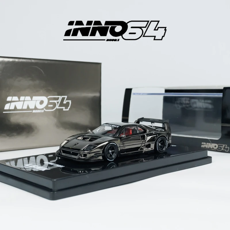 INNO 1:64 LBWK F40 Chrome Black Electroplating Black alloy car model