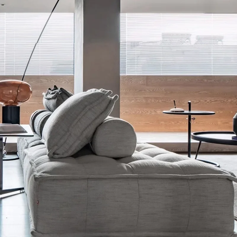 divano block tofu, piccolo appartamento in tessuto, divano doppio in cotone e lino per soggiorno