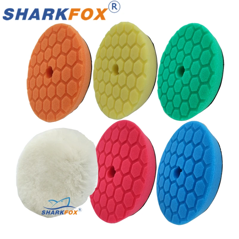 Sharkfox 3/5/6 Inch Polishing Buffing Pad Germany Sponge Polisher Buffer Pads For Car Accessories Beauty Waxing Polishing Pad