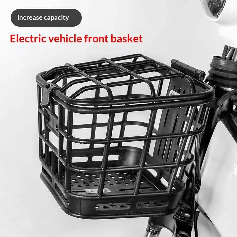 New·Black Bike Front Basket Detachable Hollow Bicycle Storage Basket With Lid Plastic Storage Bag For Electric Bike/Bicycle·