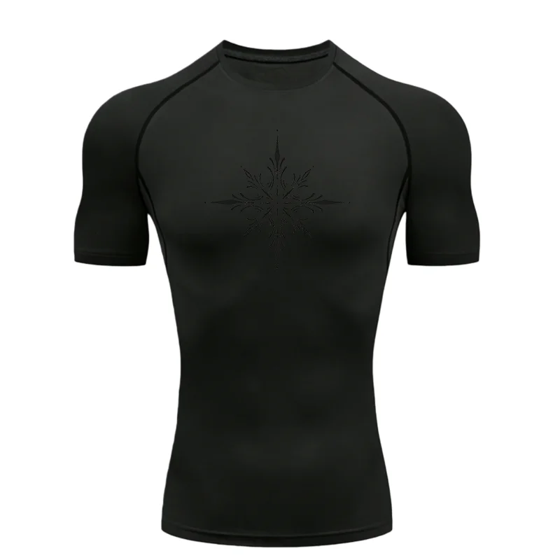 Vintage Hexagram Design Men Sports T-shirt Training Fitness Compression Men's T-shirt Men's Sports T-shirt for Fitness Gym Wear