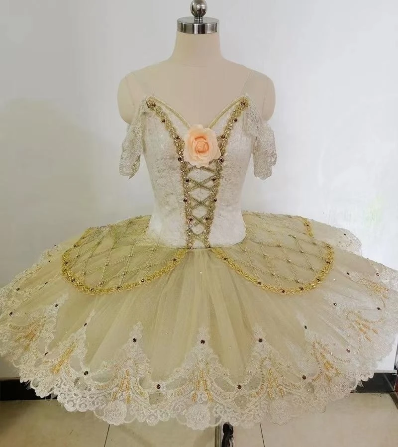 

Paquita variations tutu Adult children professional custom light gold gauze dress Esmeralda performance costume