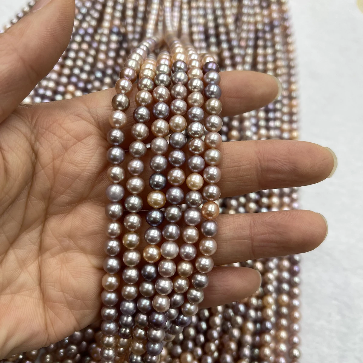 

5-6 мм 5A натуральный пресноводный круглый красочный почти круглый жемчуг-разделитель из бисера ювелирные изделия сделать DIY ожерелье браслет женский премиум-свадьба