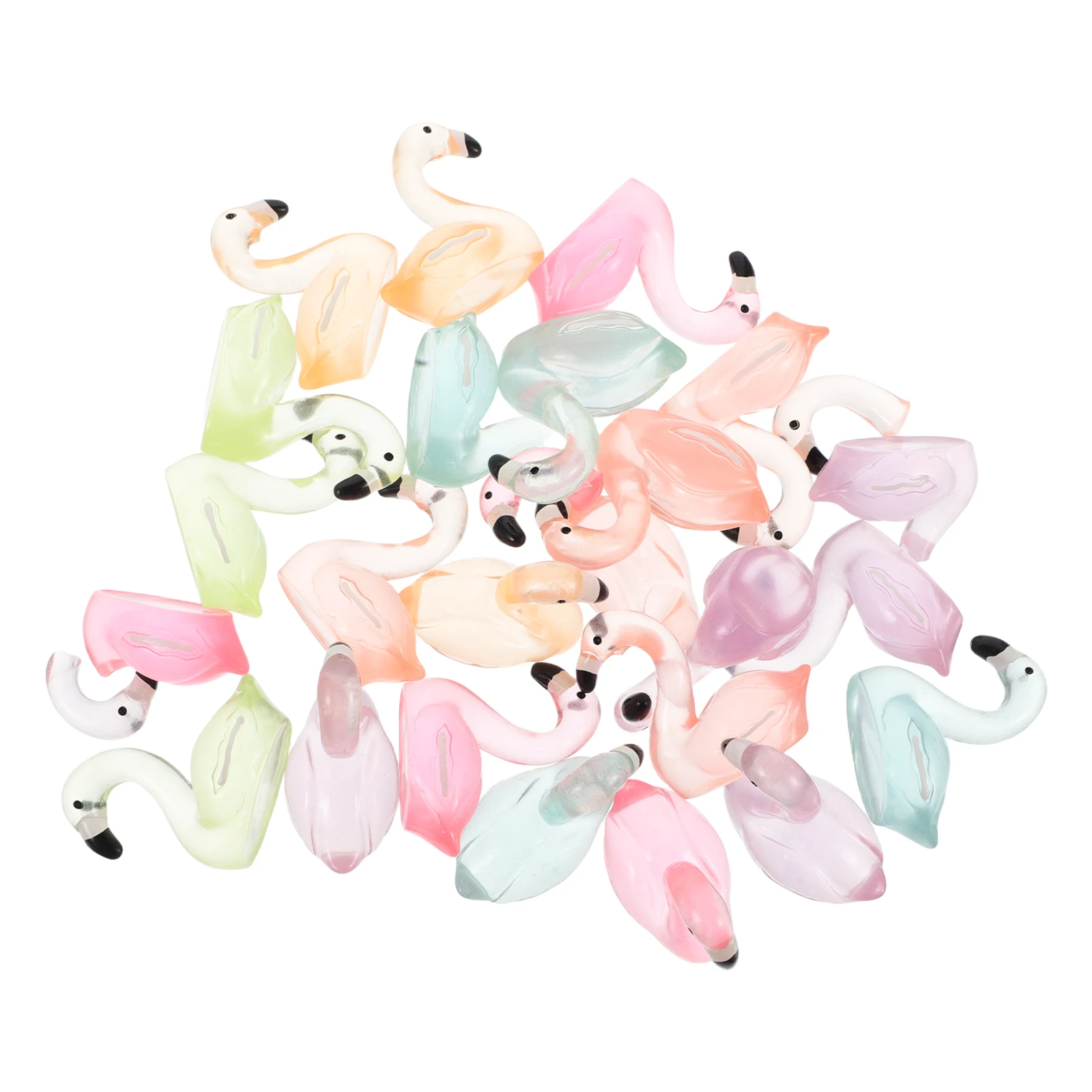 

30 Pcs Simulated Flamingo Ornaments Garden Figurine Mini Decorative Figures Decorations Accessories Animal Resin Animals