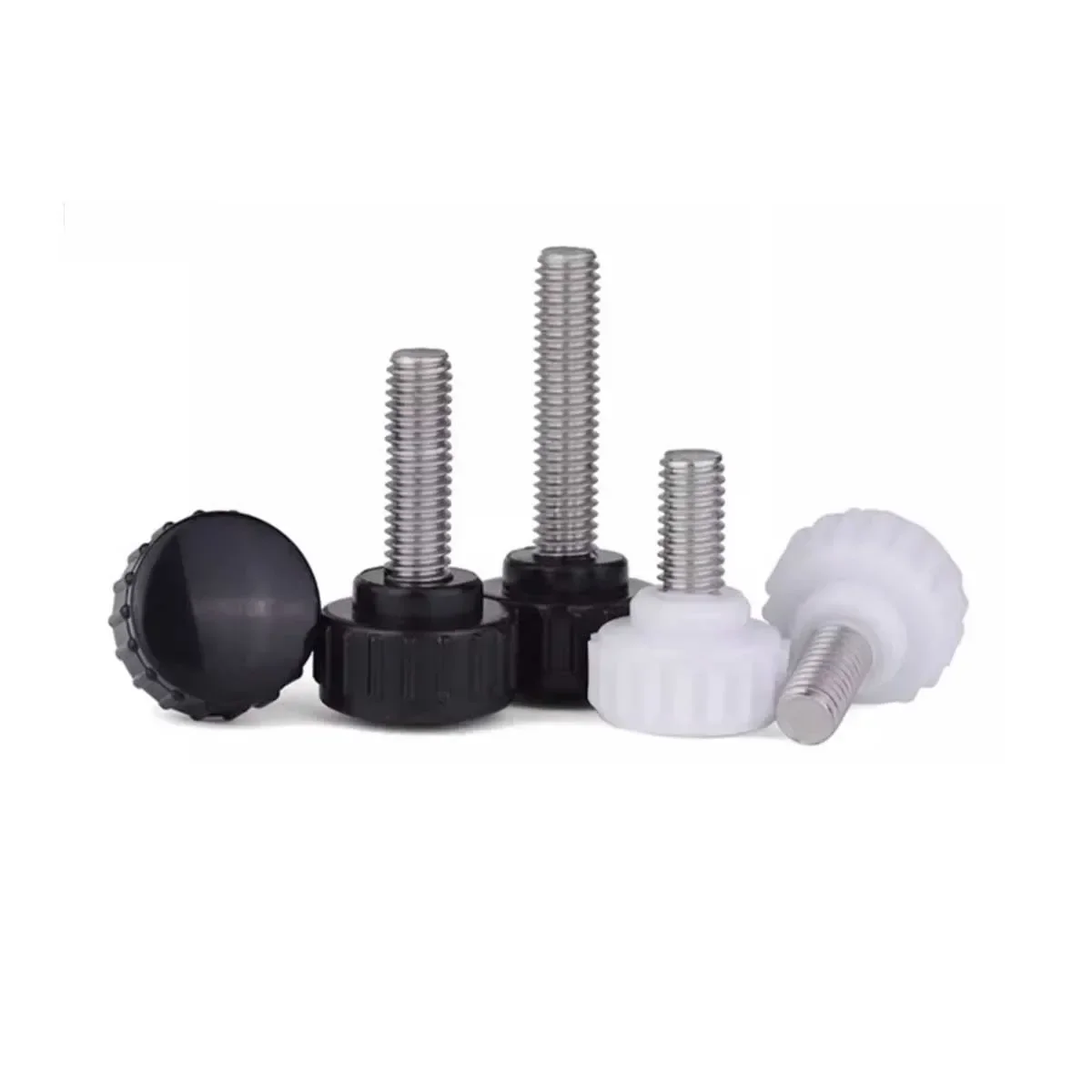 304 Stainless Steel Round Head Hand Screw/White Plastic Straight Grain Handle M3M4M5M6M8