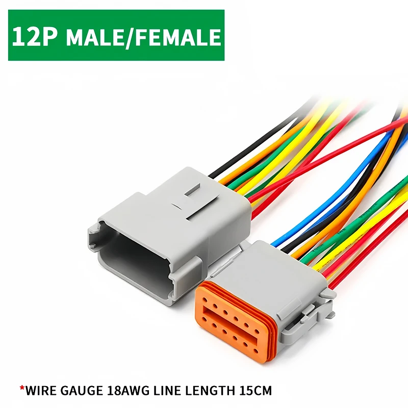 12 Pin DT04-12P DT06-12S Waterproof Connector with 15cm Cable Heavy Duty Electrical Plug Socket for Car, Truck,Motorcycle & Boat T&I Online Store