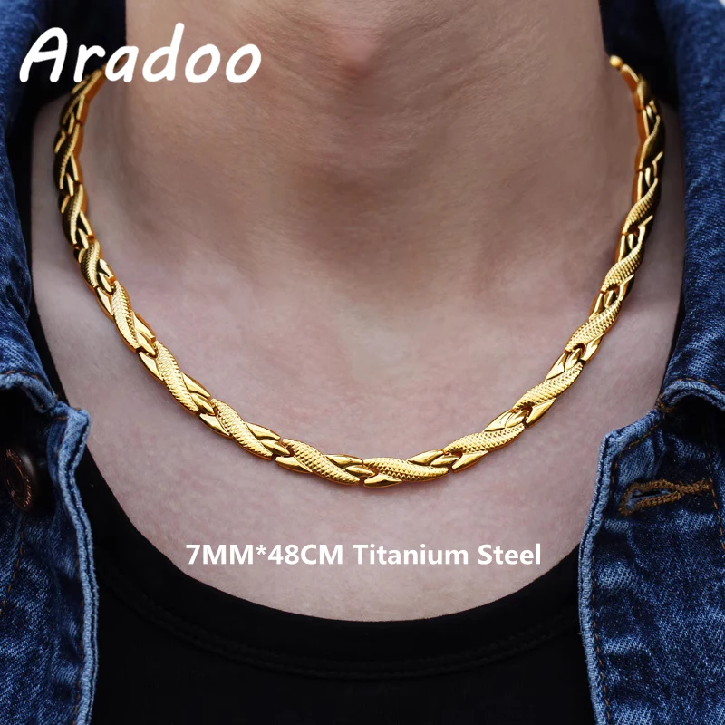 ARADOO Titanium Steel Necklace Classic Magnetic Therapy Dragon Necklace Men\'s Collar