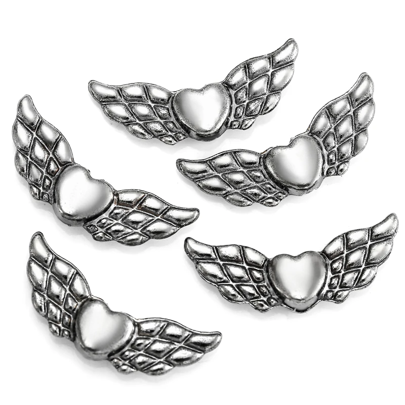 15pcs 8 color heart shaped Angel Wings Spacer Bead Charms Jewelry Making DIY Jewelry accessories Handmade Craft 22*9mm D451