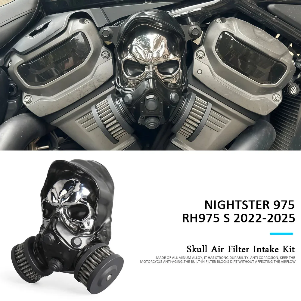

Motorcycle Accessories For Nightster 975 RH975 S 2022 2023 Skull Air Filter Cleaner Intake System Black Accessories 2024 2025