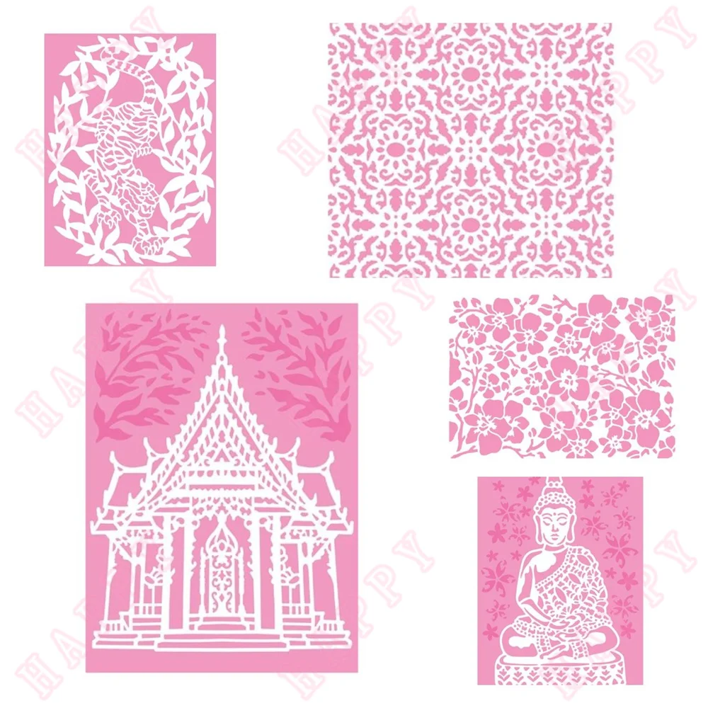 Plastic Stencils Siam Buddah Temple Tiger Diy Paper Card Photo Album Decoration Scrapbook Paper Craft Make Template Diy Handmade