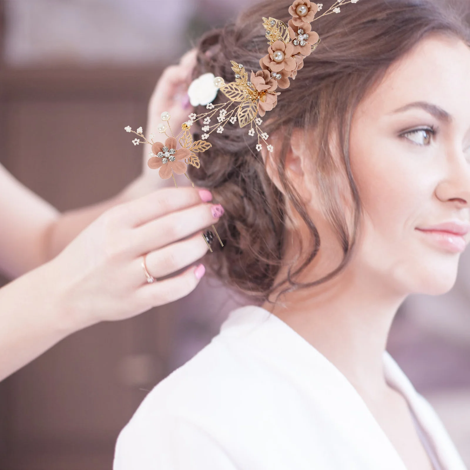 

3Pcs Alloy Flower Hairpin Set Elegant Wedding Hairpins Bridal Hair Accessories for Party Photography Bridal Hairpins