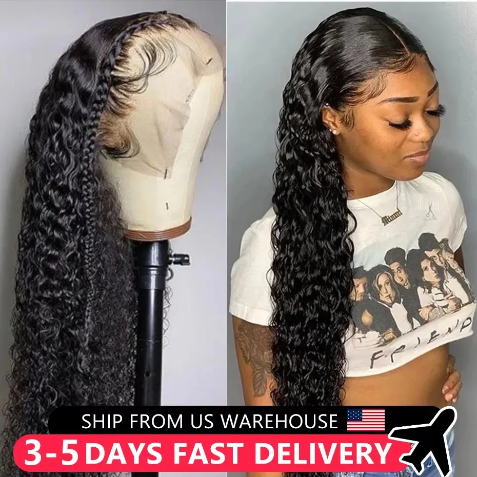 Deep Wave HD Lace Front Curly Human Hair Wigs 13x4 13x6 Lace Frontal Wigs For Woman Pre Plucked Transparent Lace Front Indian