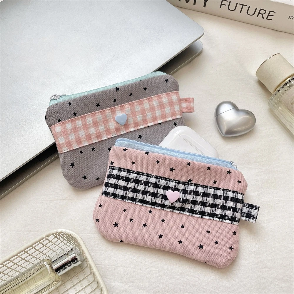 

Printed Star Card Holder Coin Purse for Women Ins Style Minimalist Small Wallet High Aesthetic Portable Card Lipstick Pouch