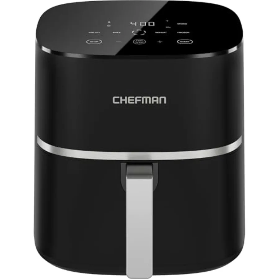 

Kitchen air fryer, aluminum alloy, black, 4-in-1 multifunctional with digital touch controls and dishwasher-safe parts
