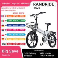 RANDRIDE YA20 Electric Bike 500W Motor 40km/h Max Speed 48V City Ebike 12.8Ah Battery 80-90 Max Range 20*1.95'' CST Tires