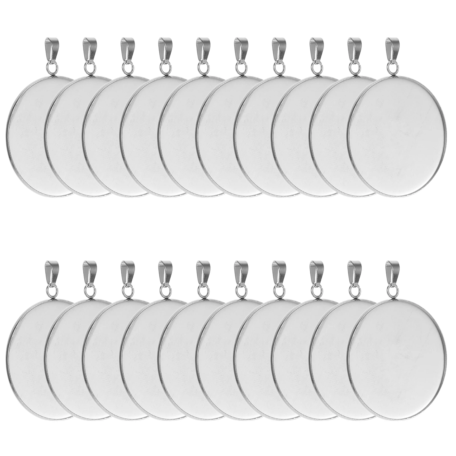 Bandejas para colgantes de acero, 20 piezas, DIY, collar, pulsera, pendientes, ganchos de plata, Kit de joyería artesanal, Base redonda de corcho
