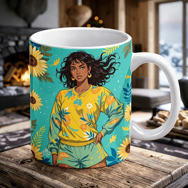 

Sunflower Garden Key Button Print Mug Coffee Cup Ceramic Cup with a bottle opener function of 2026 Major Football Event