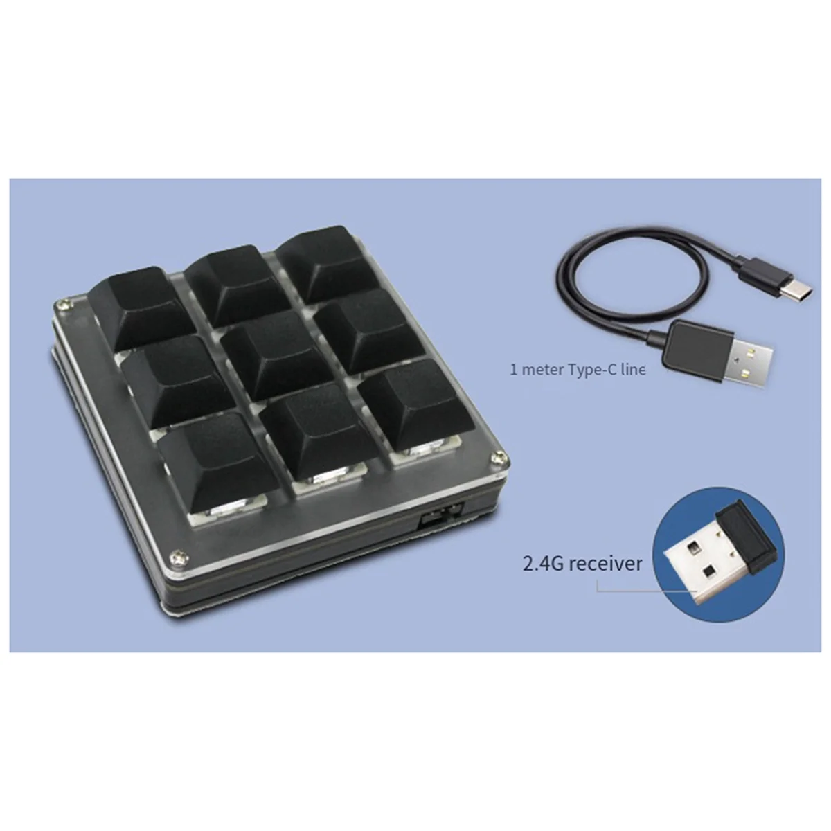 9-Key Wireless Customizable Keyboard 2.4G USB Bluetooth Tri-Mode Key Customization Hot-Swappable Keys