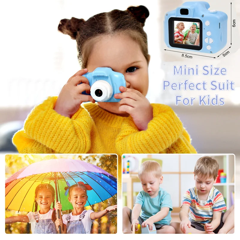 Mini appareil photo de dessin animé pour enfants, jouets d'appareil photo numérique, enregistreur vidéo, caméscope, écran HD 2 pouces, cadeau pour filles