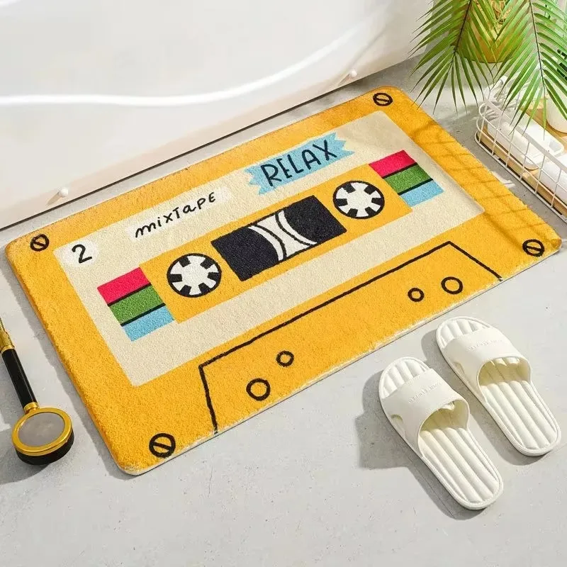Cartoon Tape Imitation Cashmere Toilet Mat Home Decoration Waterproof Insulation Door Door Mat Balcony Entrance Mat Rug